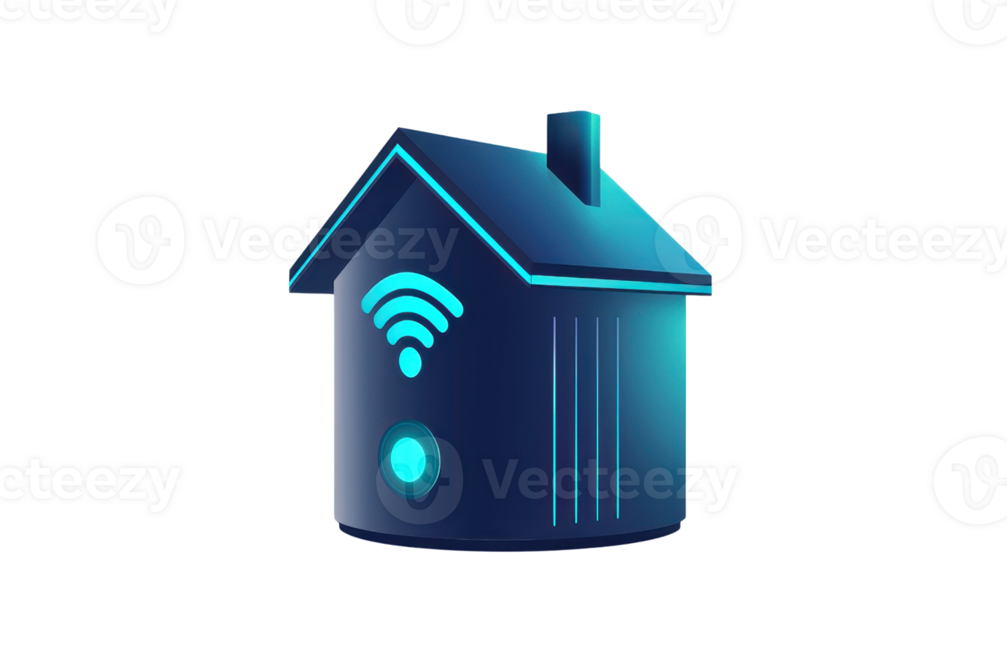 A stylized house icon featuring a wireless signal symbol, representing smart home technology. png
