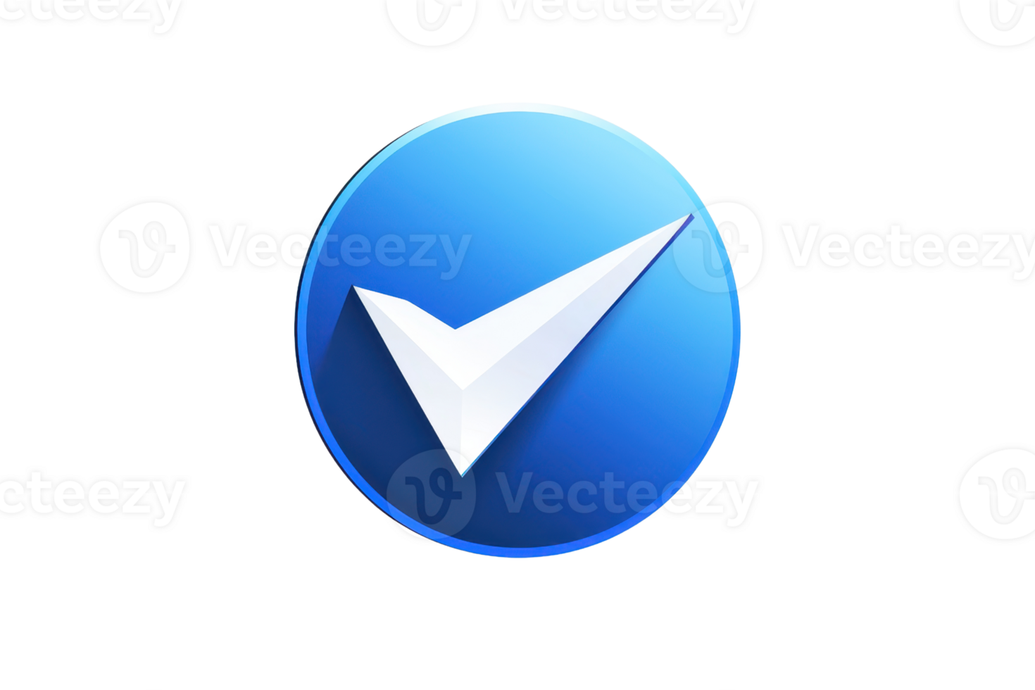 A circular blue icon featuring a white checkmark, symbolizing verification or approval. png