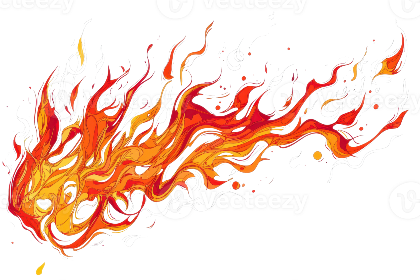 A vibrant depiction of flames with swirling orange and red hues, creating a dynamic and energetic visual effect. png