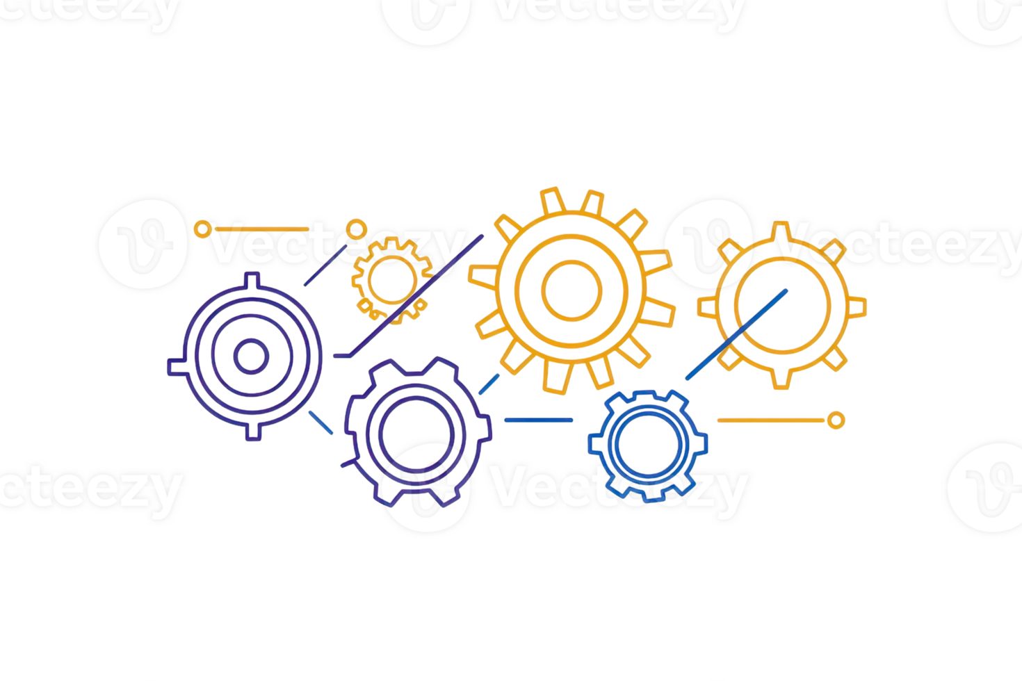 A collection of interlocking gears in various sizes and designs, showcasing mechanical intricacies and movement. png