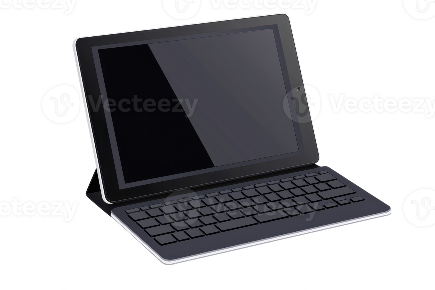 A sleek tablet with a keyboard attachment, ideal for productivity and entertainment, featuring a smooth design and modern aesthetics. png