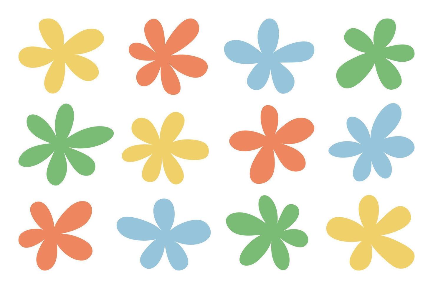 Set of abstract colorful flower shape vector