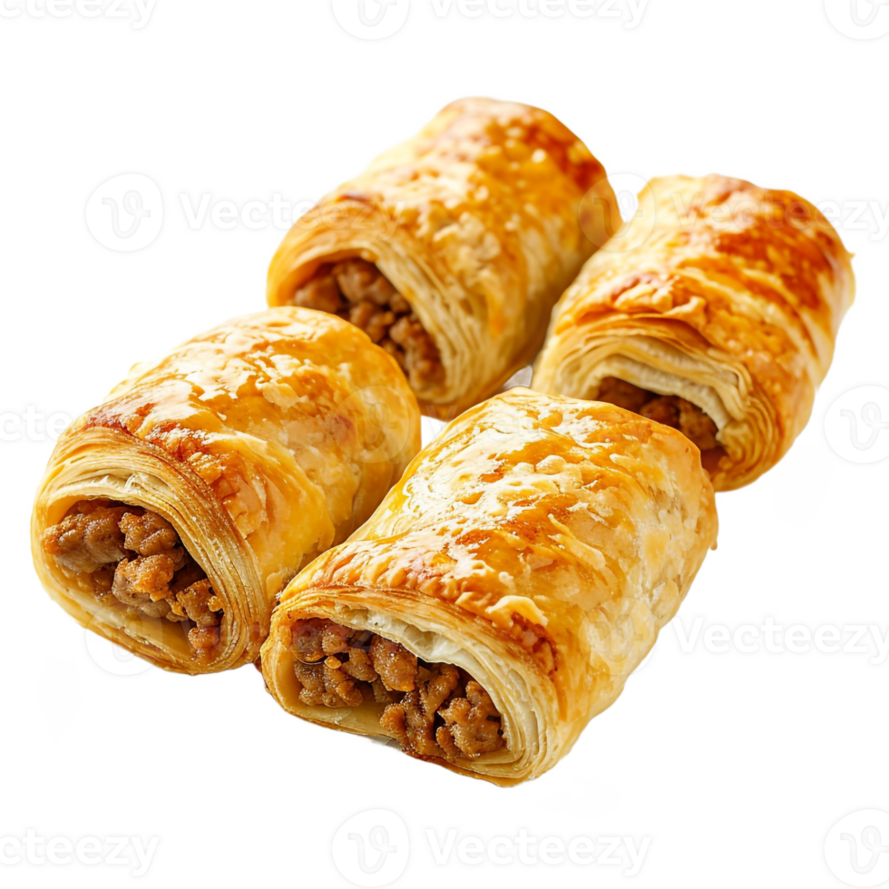 Delicious Golden Brown Meat Filled Puff Pastry Rolls Savory Snacks png