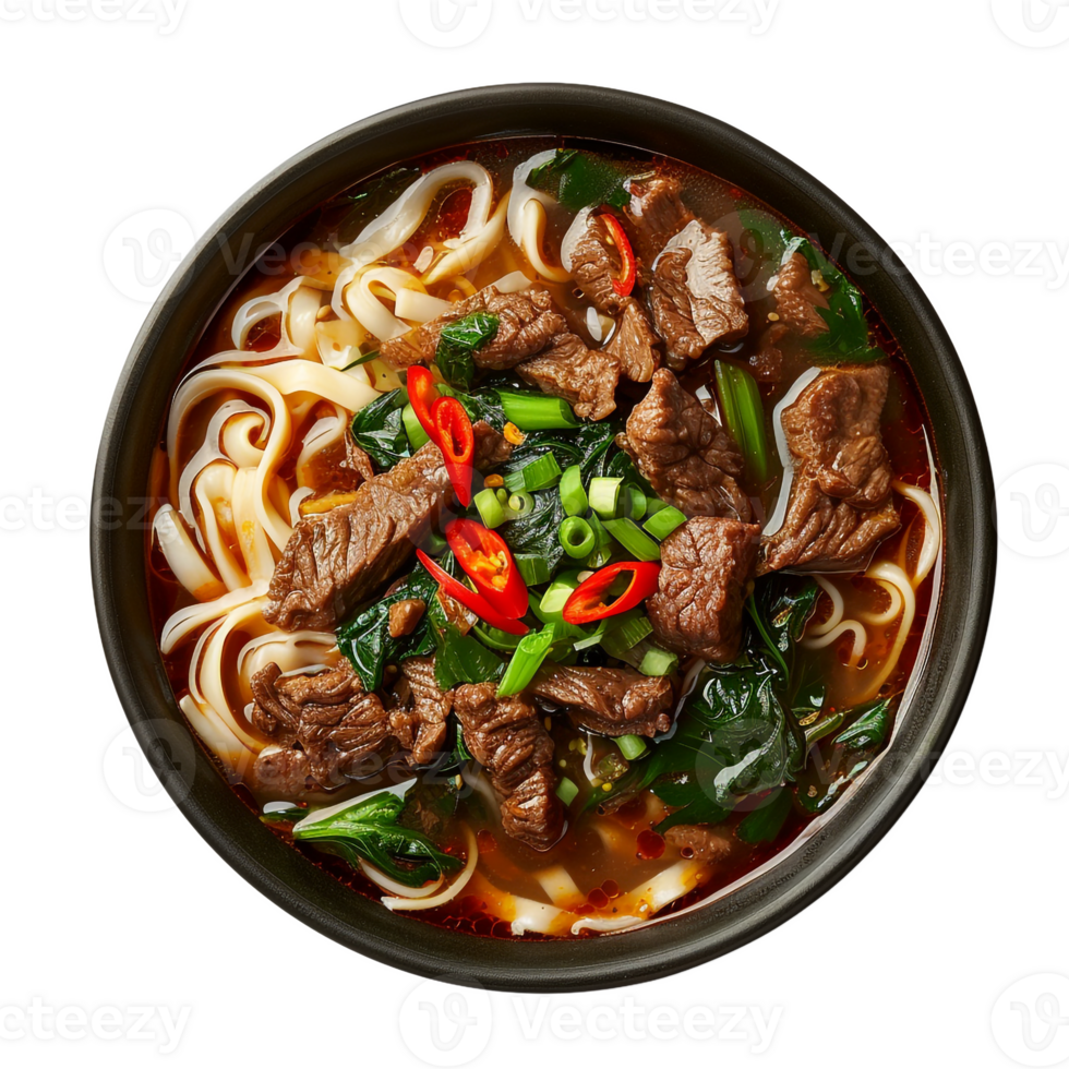 Spicy Beef Noodle Soup Asian Cuisine Hot Dish Food Photography png