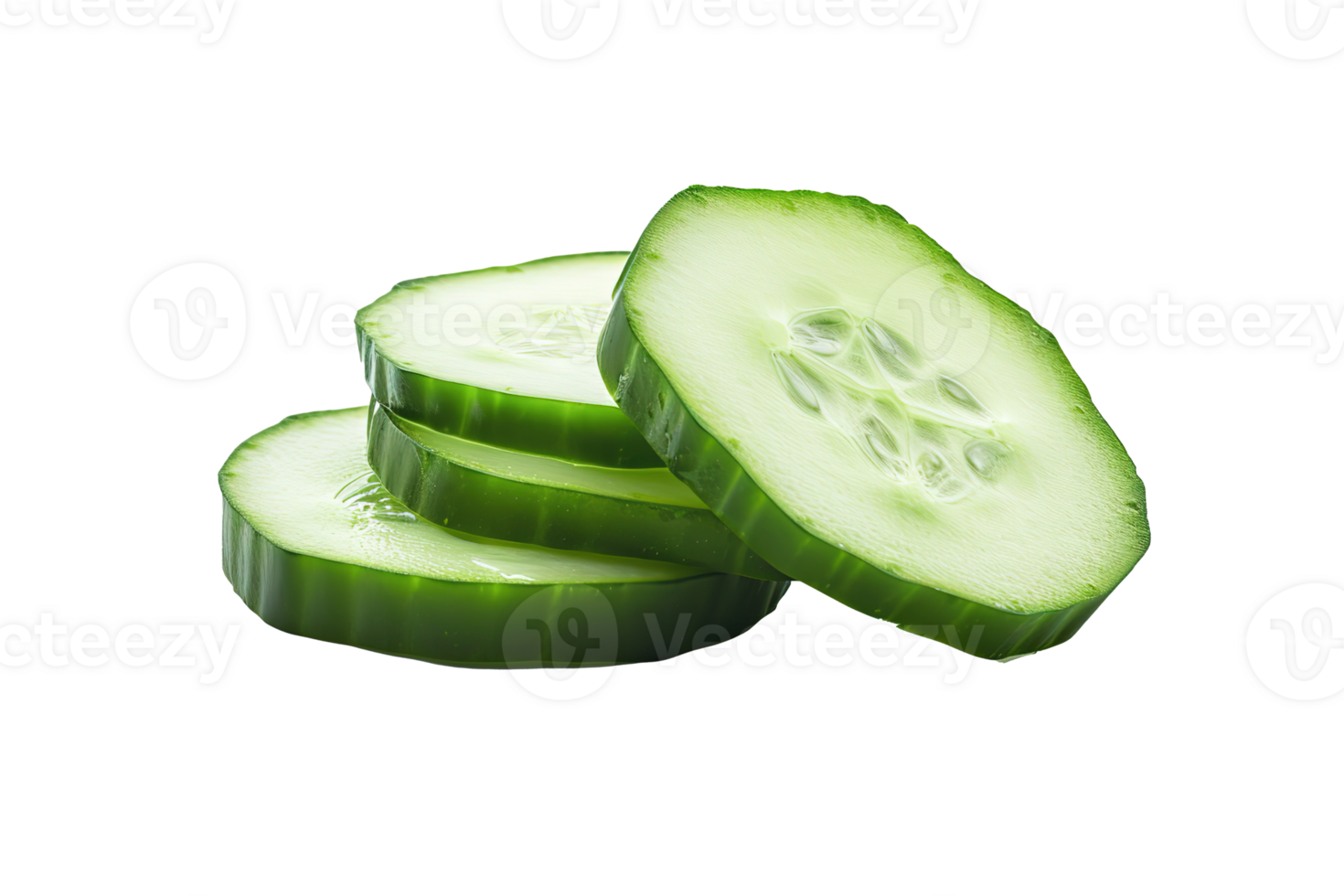 Fresh Cucumber Slices Healthy Food Green Vegetable Diet Kitchen Ingredient Snack Salad Refreshing png
