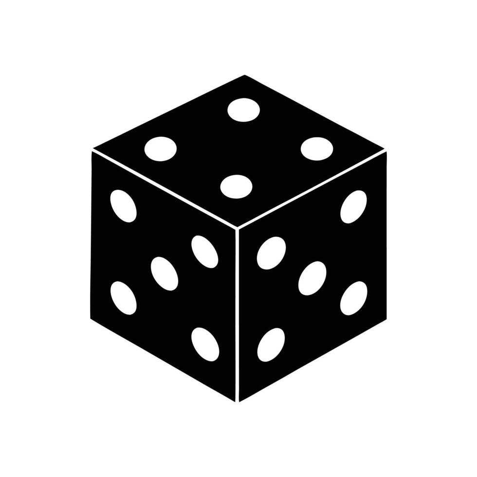a black and white dice icon on a white background vector