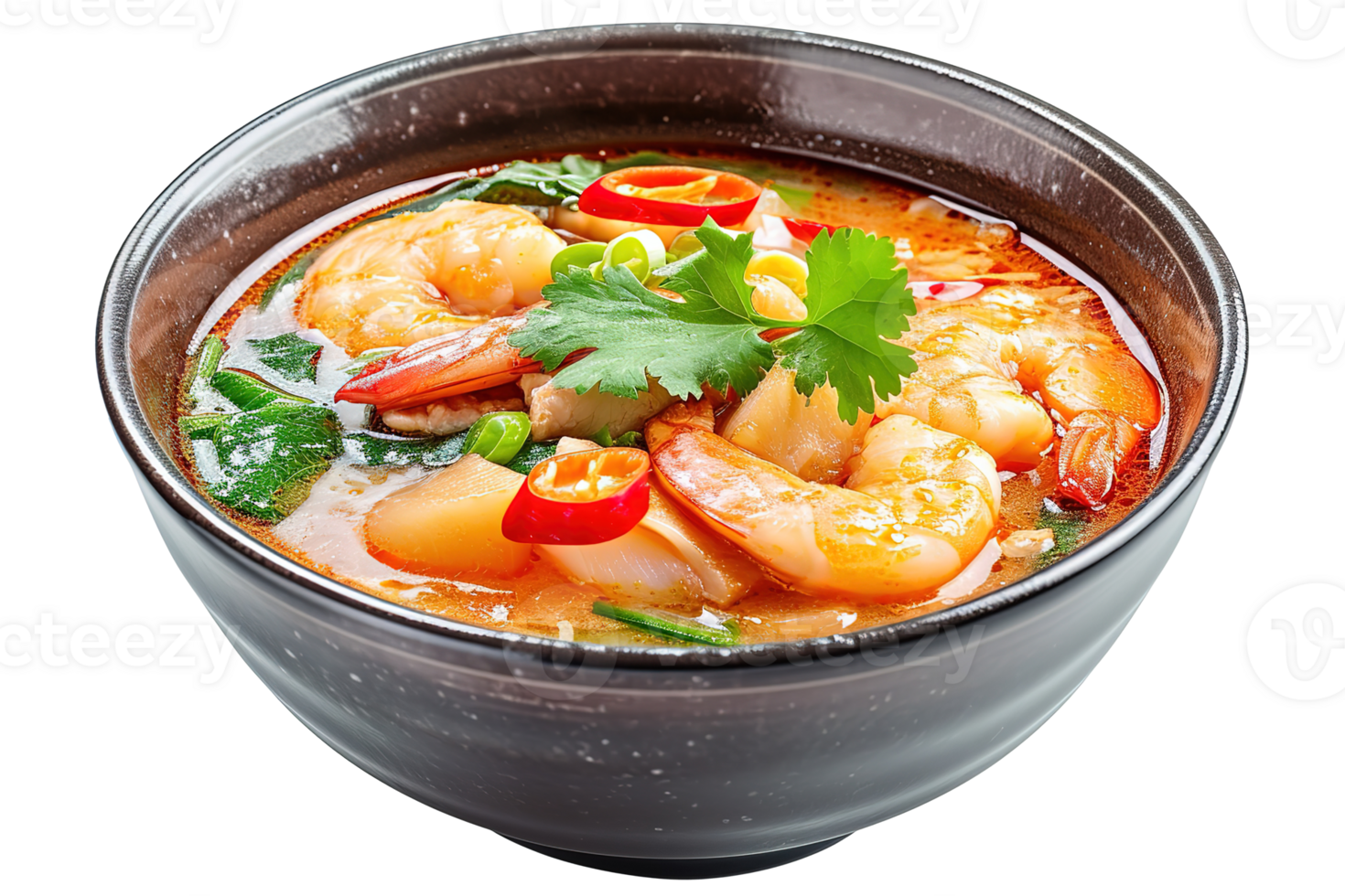 Delicious Tom Yum Soup with Shrimp Herbs and Spices png