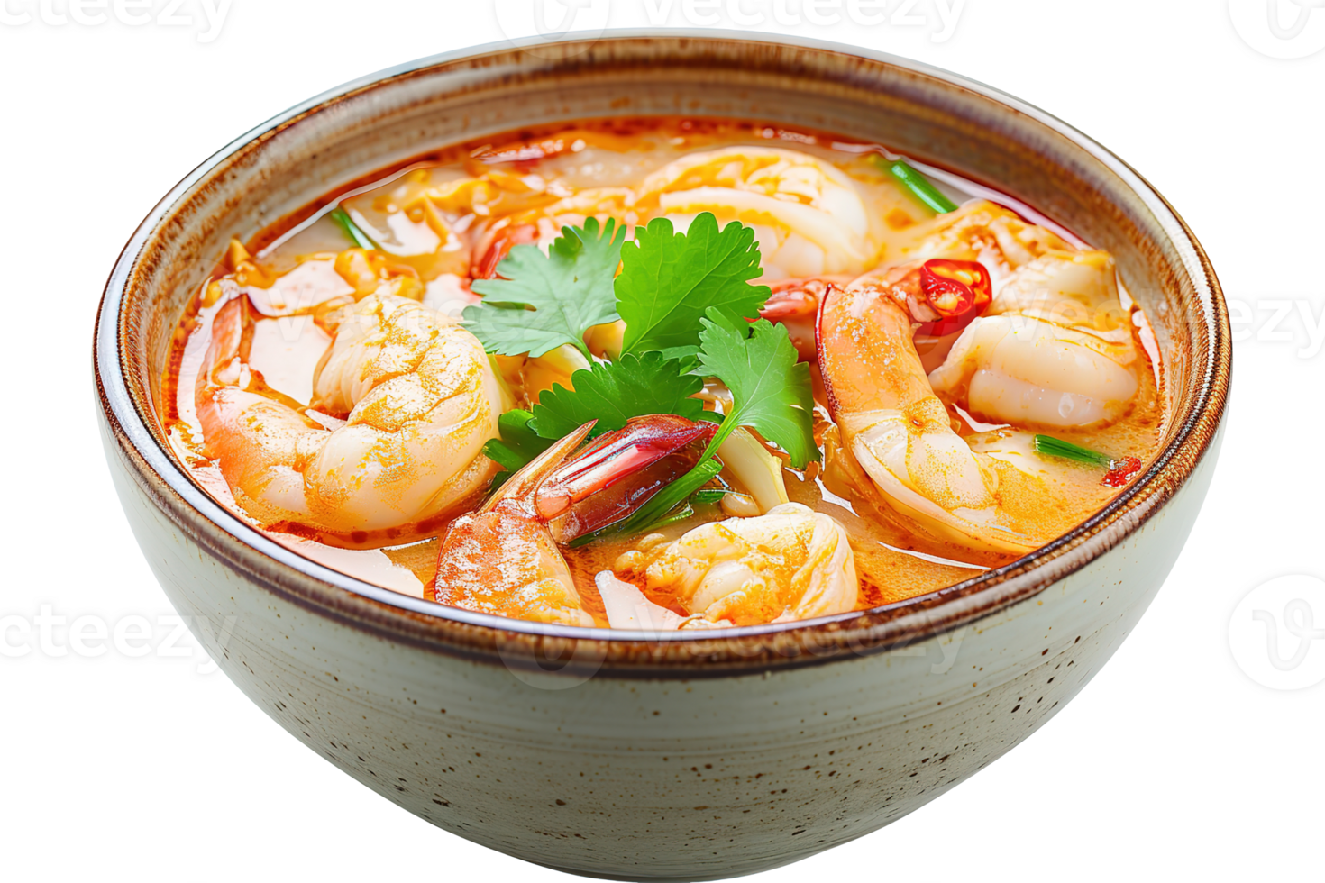 Delicious Tom Yum Soup with Shrimp Cilantro and Chili png