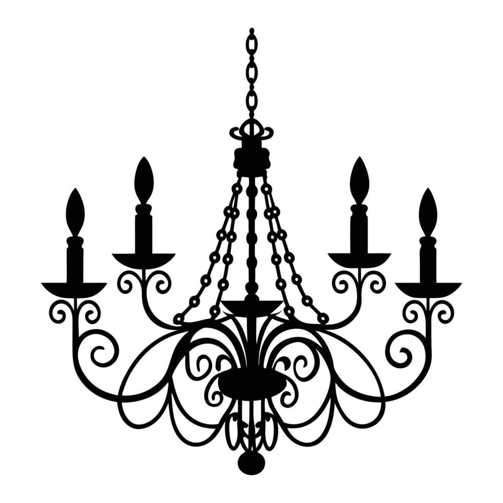 a black and white illustration of a chandelier vector