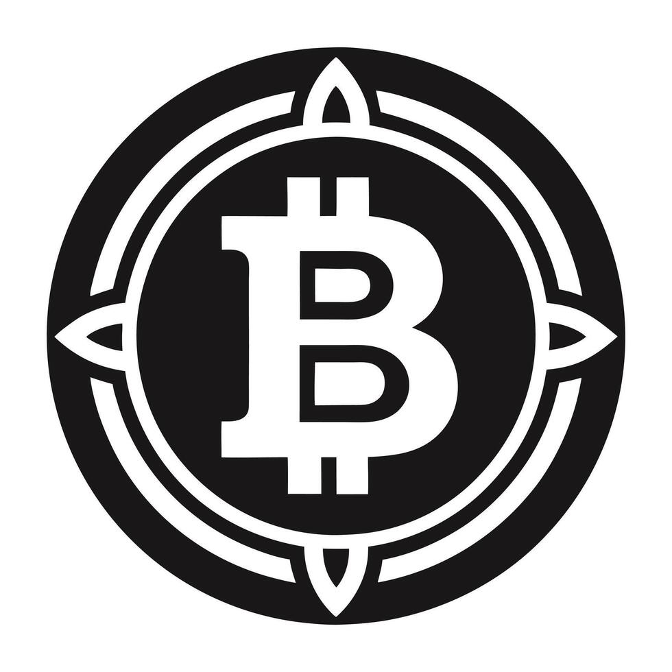 bitcoin logo, black and white, on a white background vector