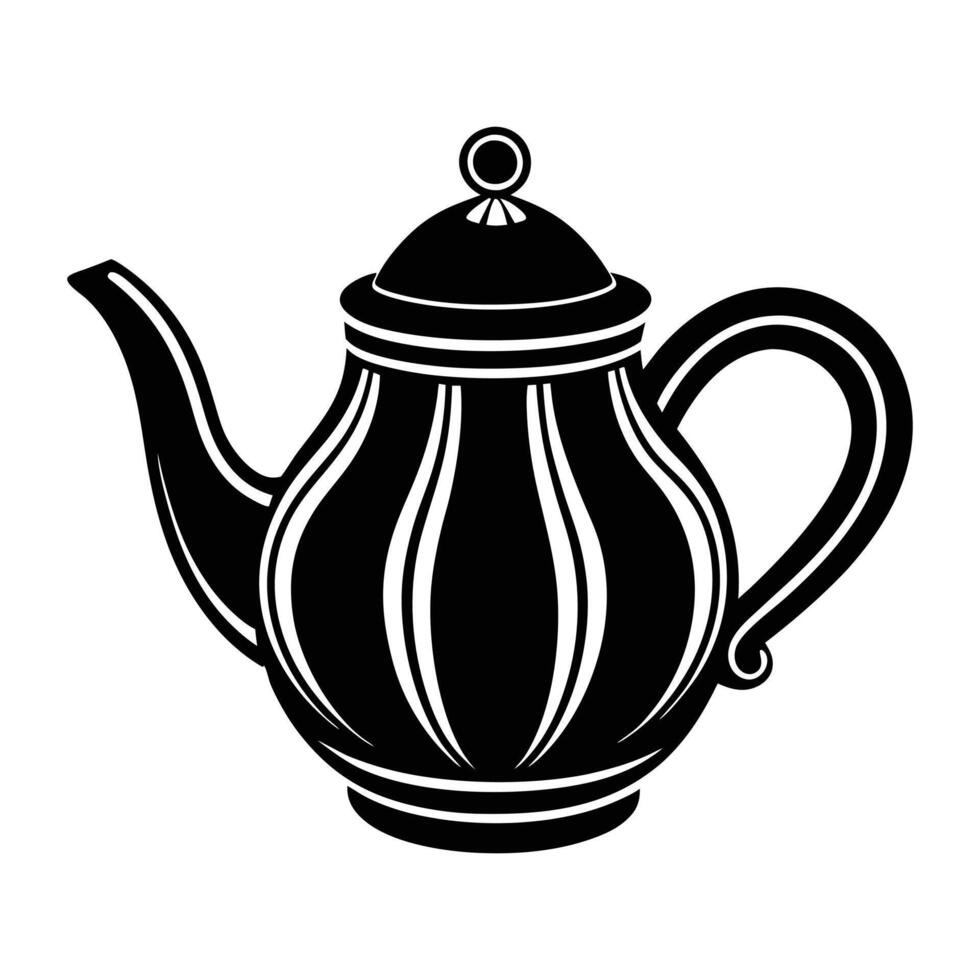 a black and white illustration of a teapot vector
