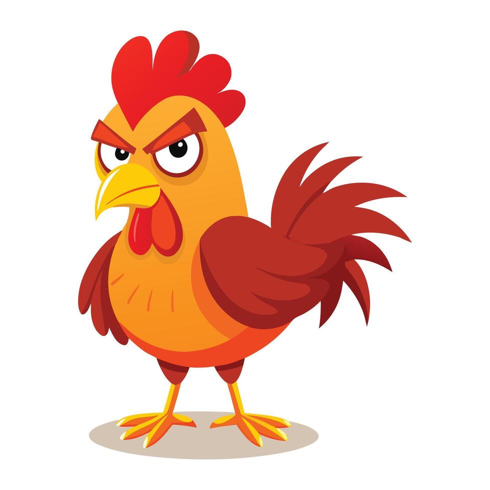 angry rooster cartoon character illustration vector