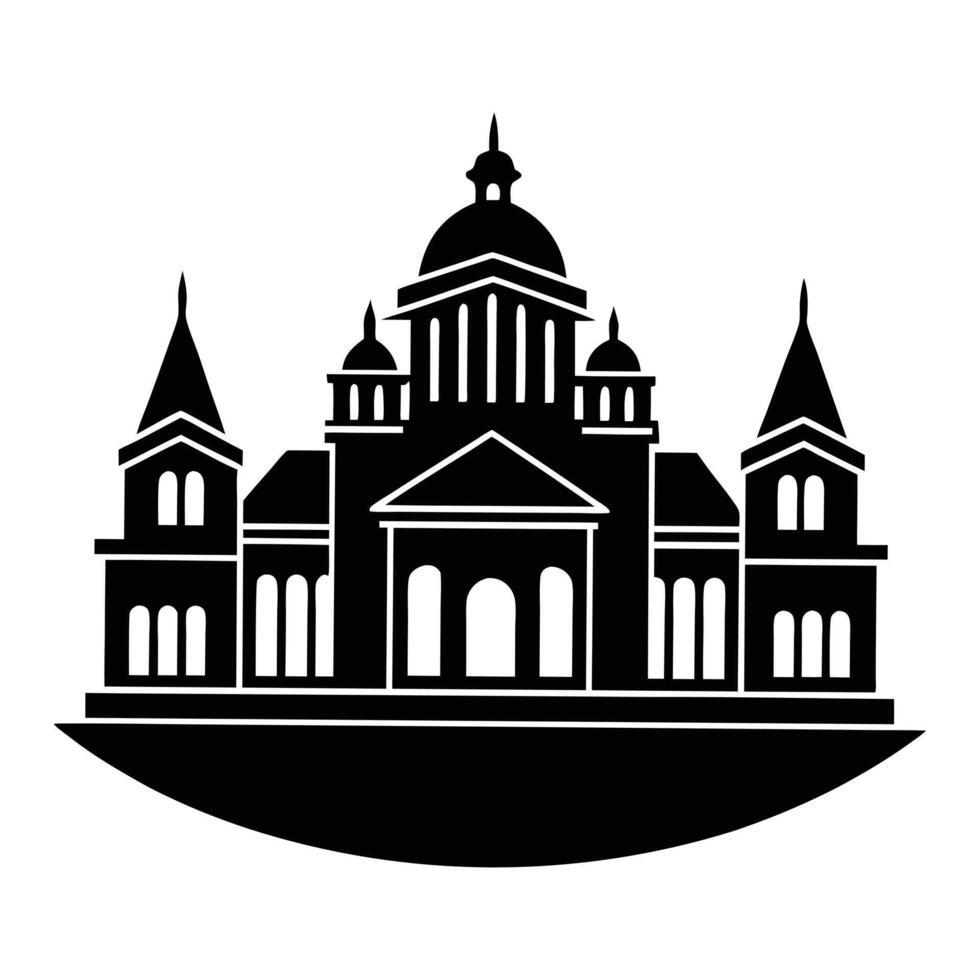 a black and white illustration of a church vector