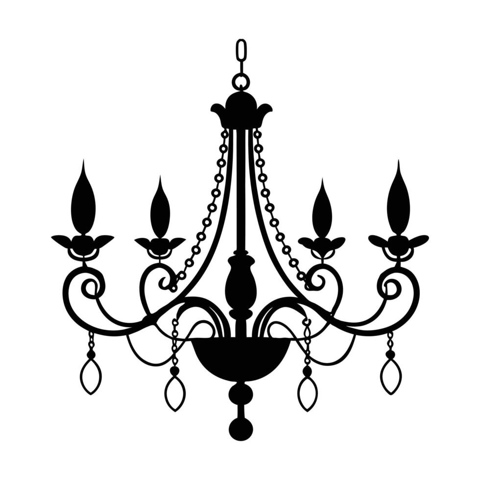 a black and white illustration of a chandelier vector