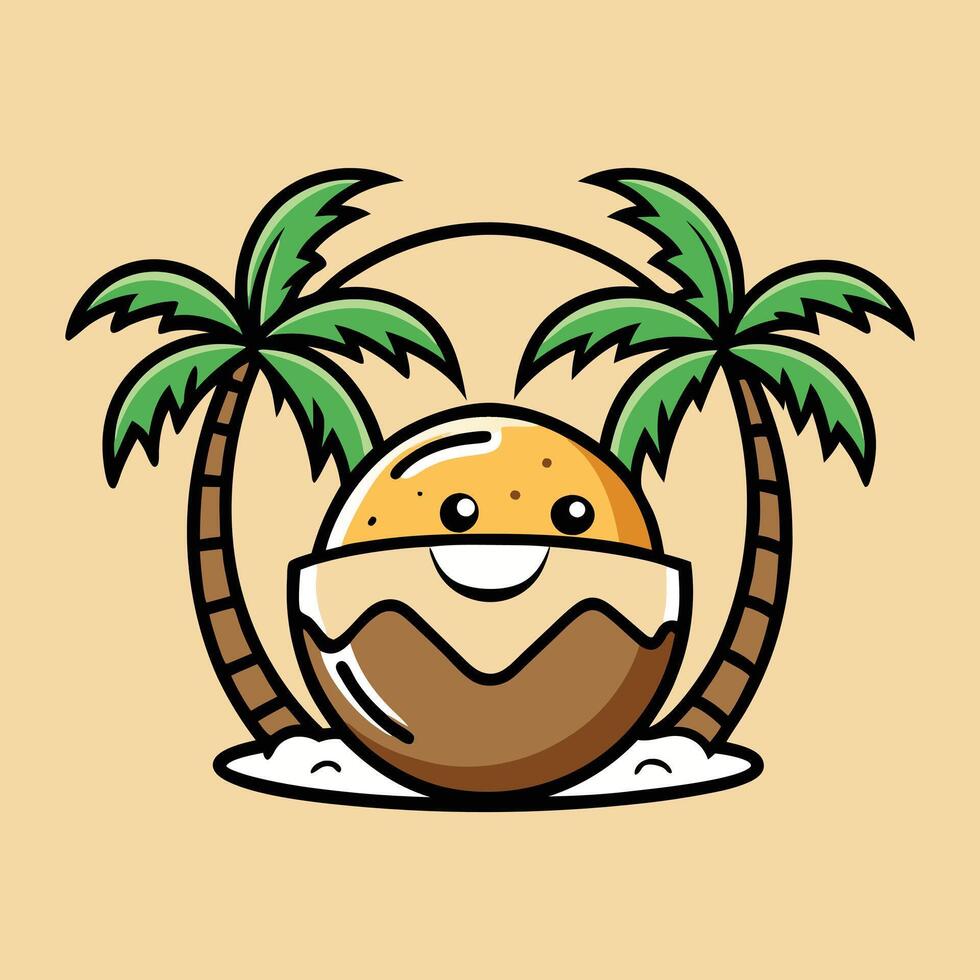 coconut island illustration vector