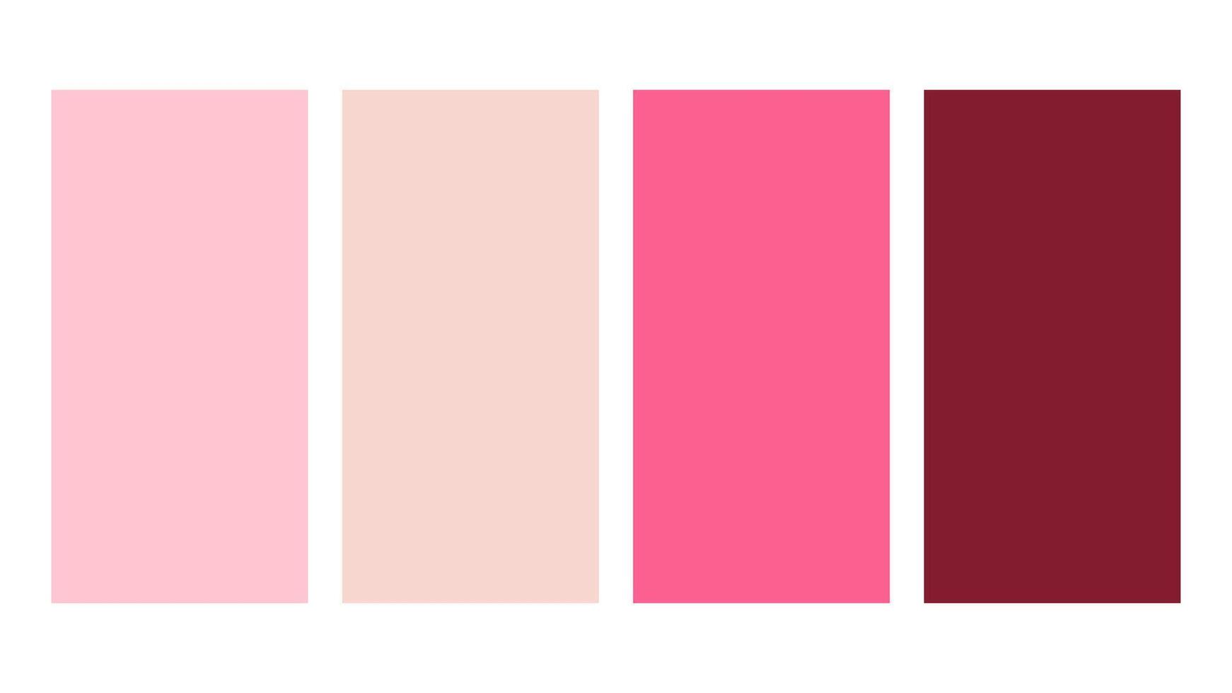 Rose Quartz, Scallop Seashell, Hot Pink, Rose Red color palette. Set of bright color palette combination in rgb hex. Color palette for ui ux design. Abstract illustration for your graphic design vector