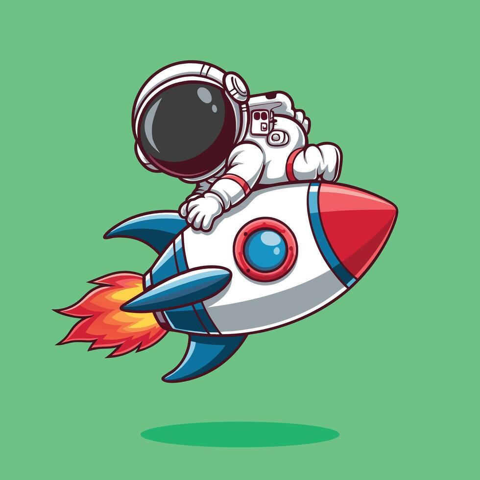 Cute Astronaut Sleeping on the rocket vector