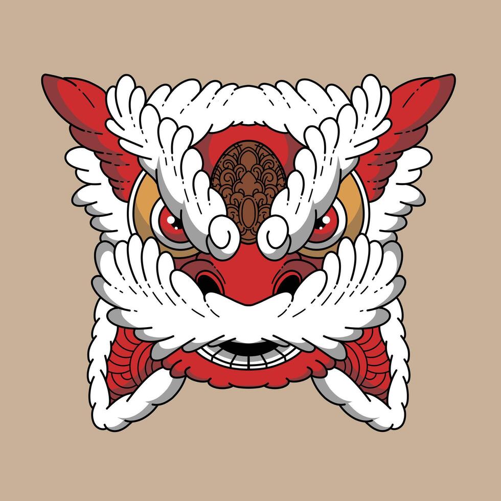 barong sai art illustration is good to use for branding needs and so on vector