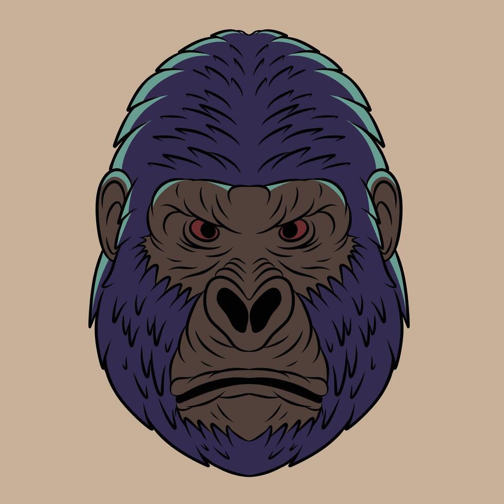 gorilla face animal art illustration suitable for use for branding clothing advertising and so on vector