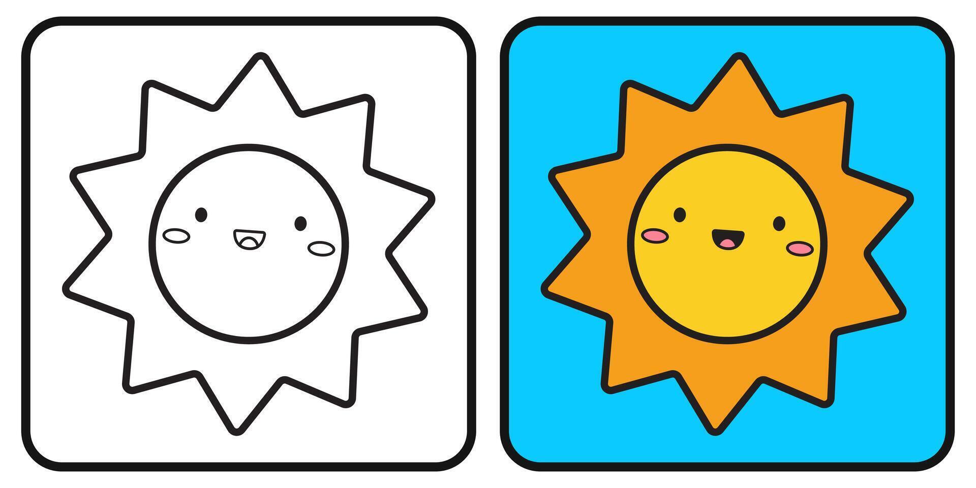 Coloring book for children. Happy sun outline. clipart. illustration. illustration vector