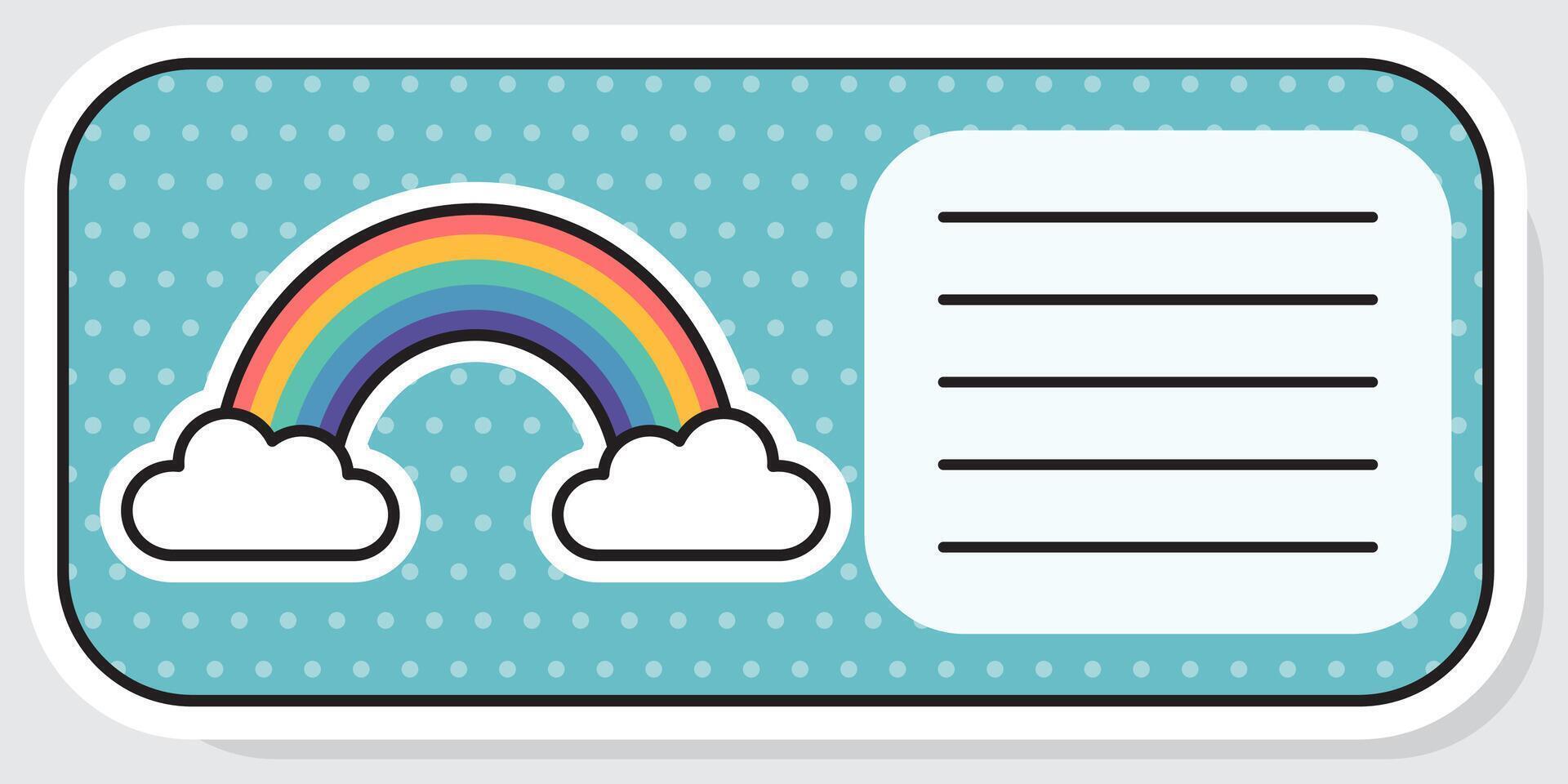 Notebook label. Rainbow and clouds. Baby stickers. illustration. vector