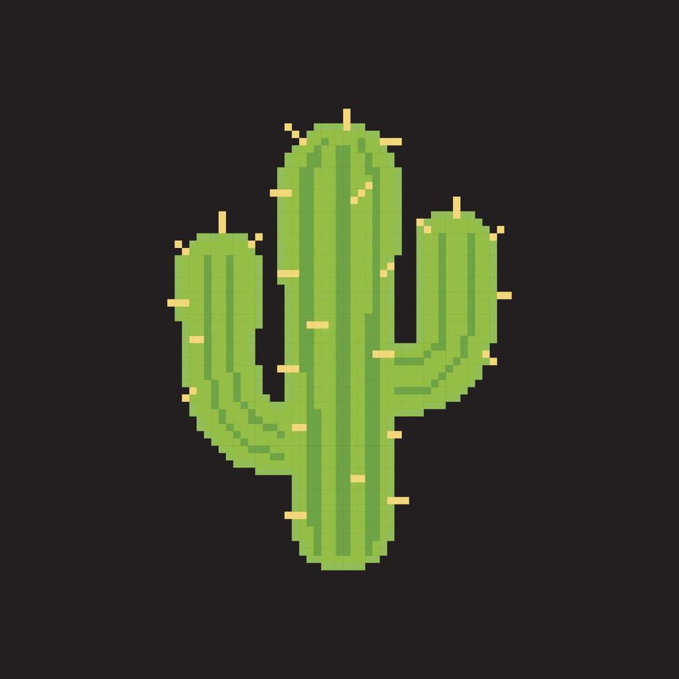 cactus tree pixel art, illustration on isolated background. vector