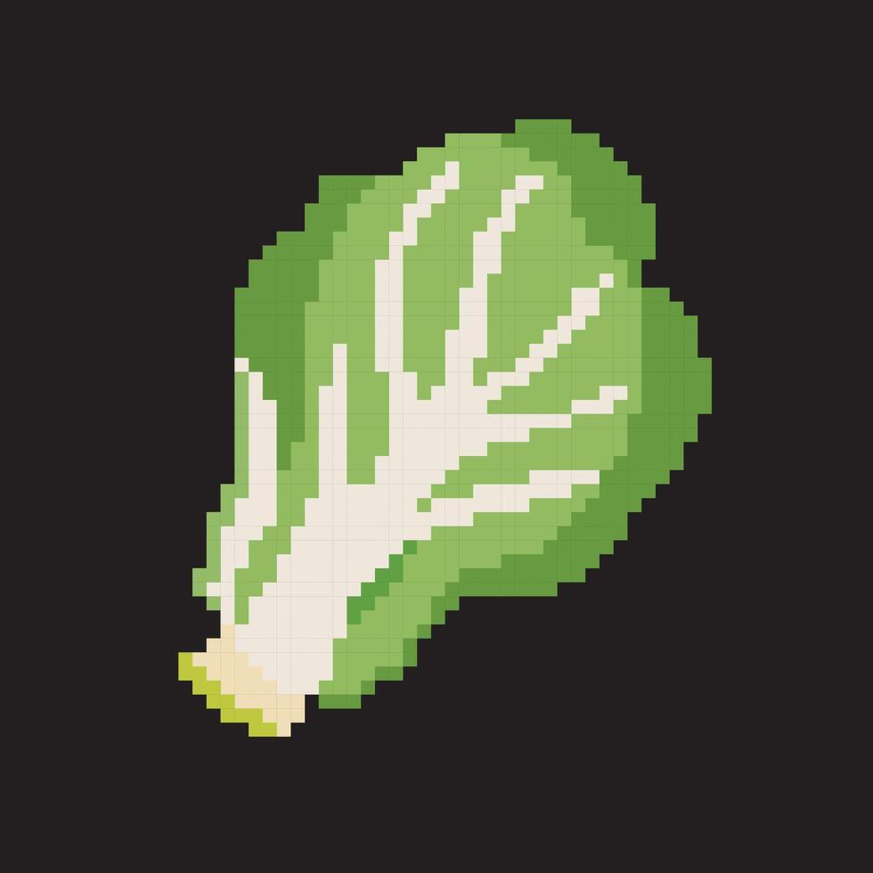 mustard greens pixel art, illustration on isolated background. vector