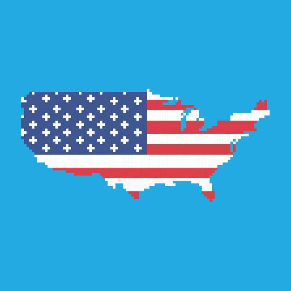 pixel art maps of american countries with american flag colors vector