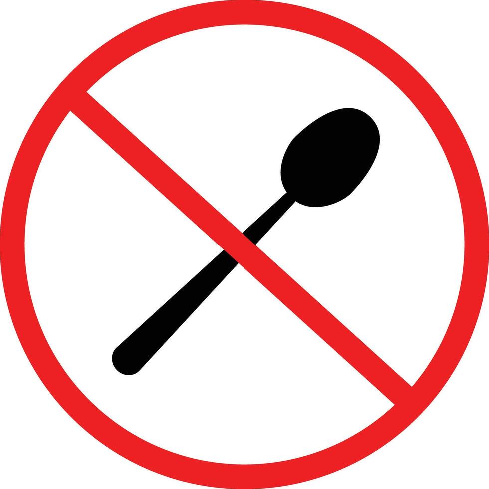 no spoons icon. spoon icon with red prohibit sign. flat style. vector