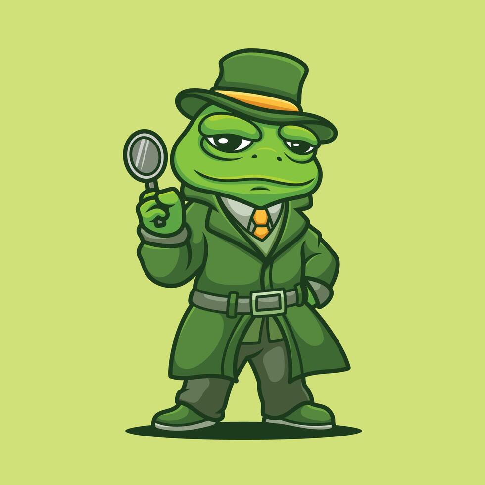 Detective Frog Cartoon Design vector