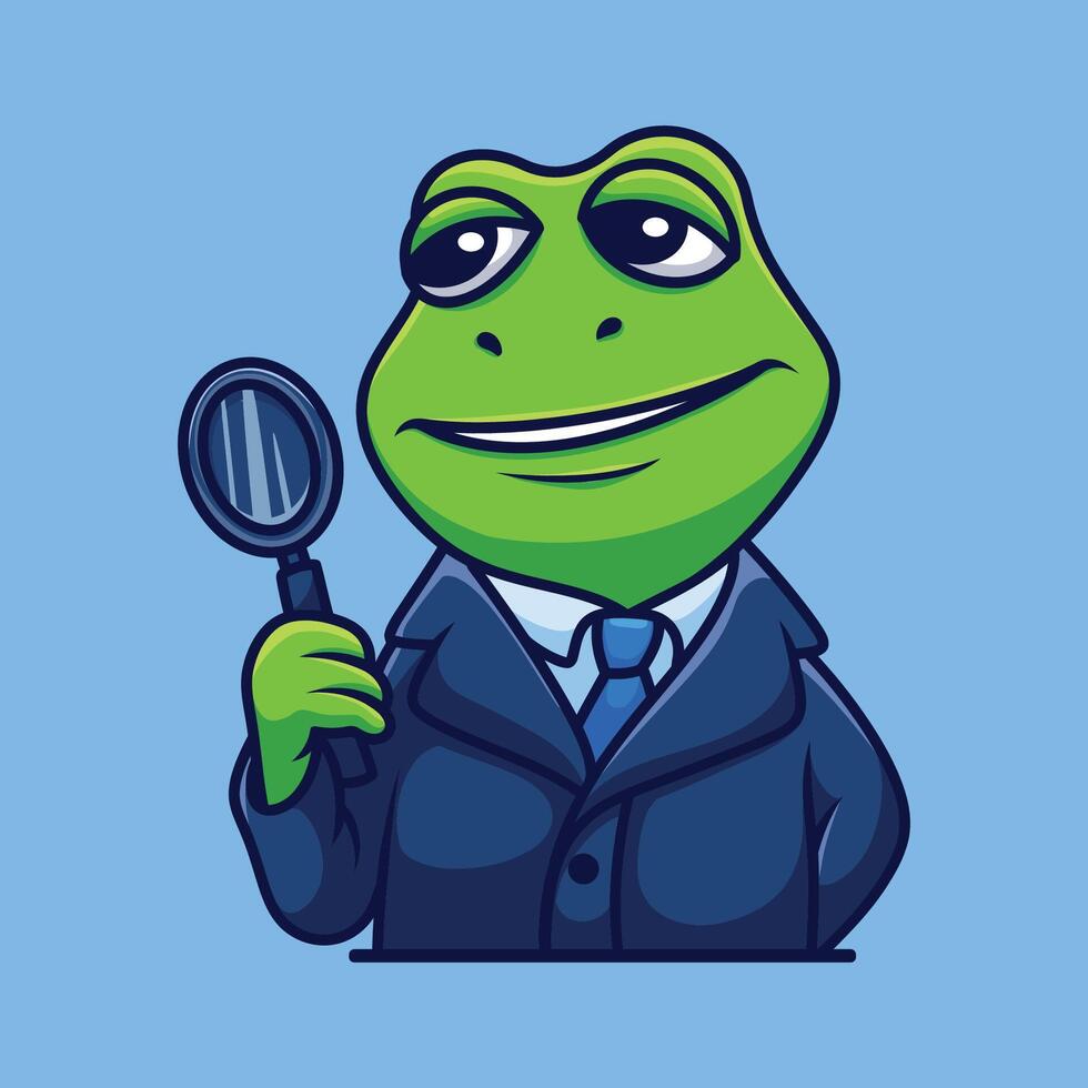 Detective Frog Illustration Logo vector
