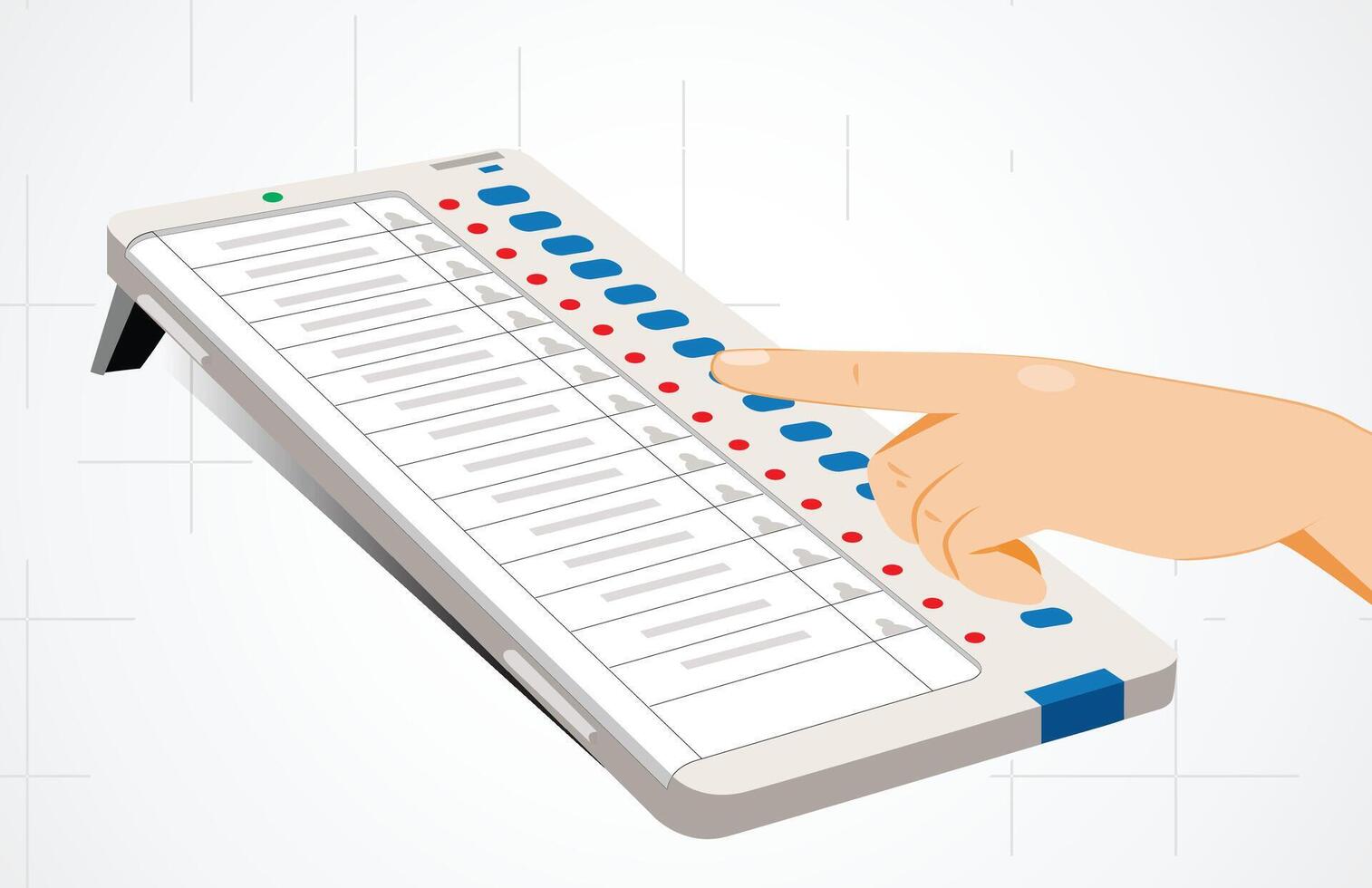 Man casting vote on EVM machine vector