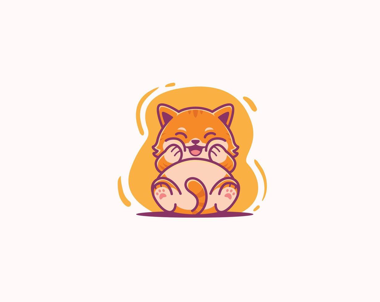 Cute Cat With Laughing Expression Illustration vector