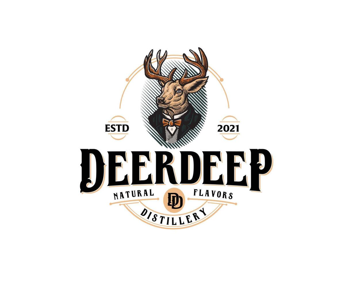 Deer Illustration to Label Liquor Logo vector