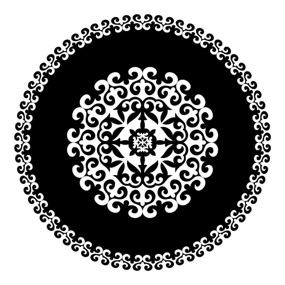 Geometric Islamic Seamless Pattern black and white Arabesque. . Kazakh national ornament. Detail and element for design and postcards, Sandblasting, ceramic, patchwork, Borders and frames. vector