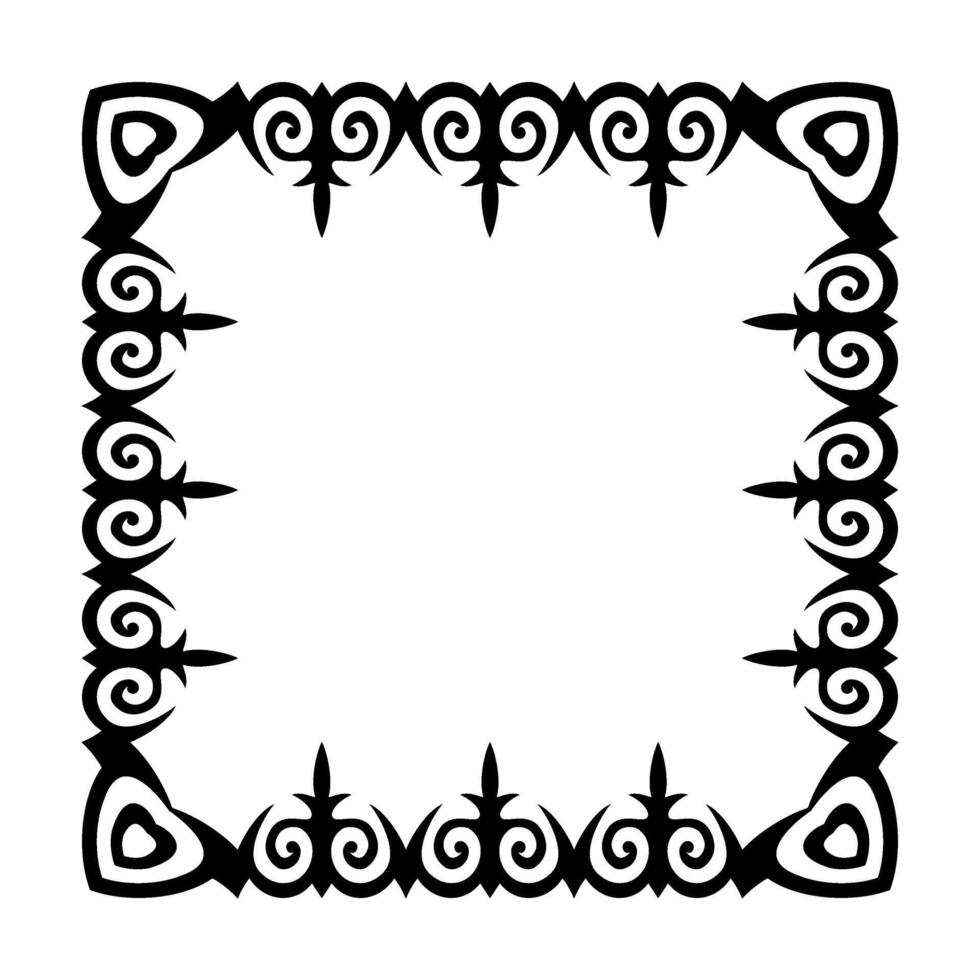 Square Islamic Asian ornament frame, borders, decorative ornament, Persian motif frame. Kazakh national ornament. For decorating dishes, vignettes, frames of Mongols, Kyrgyz, Buryats, Kalmyks vector