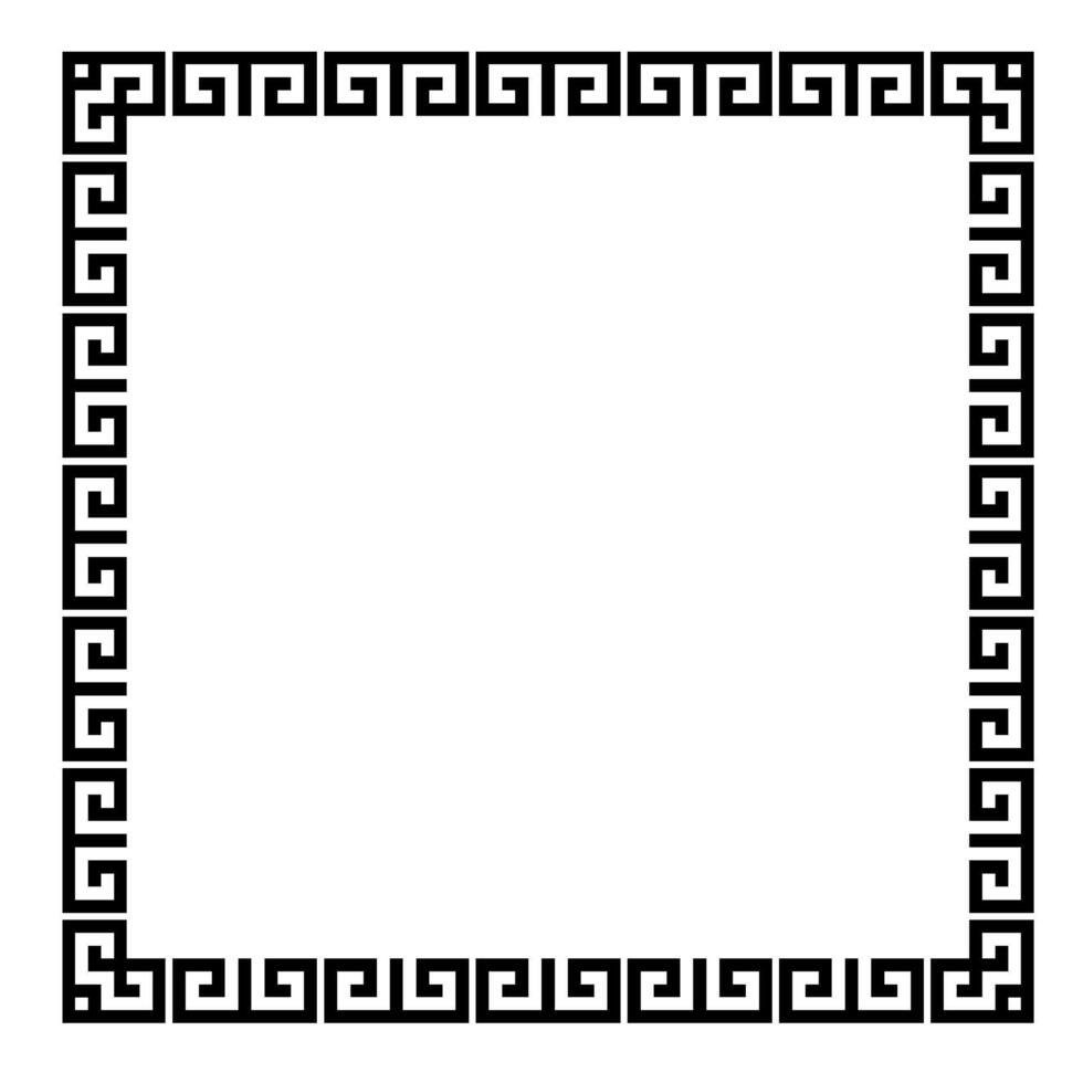 Decorative black square frame for design with Chinese ornament and meander. Square frame. Greek frame. Template for invitations, textiles, engraving, wooden furniture, porcelain, embroidery vector