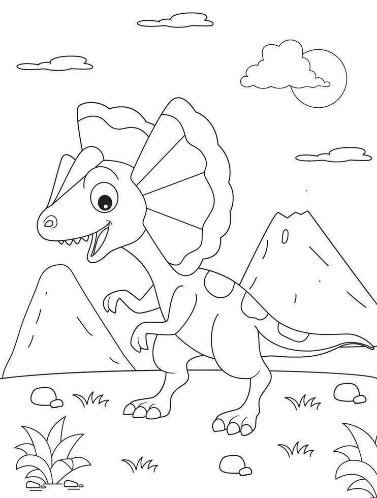 Dinosaur coloring page for kids vector
