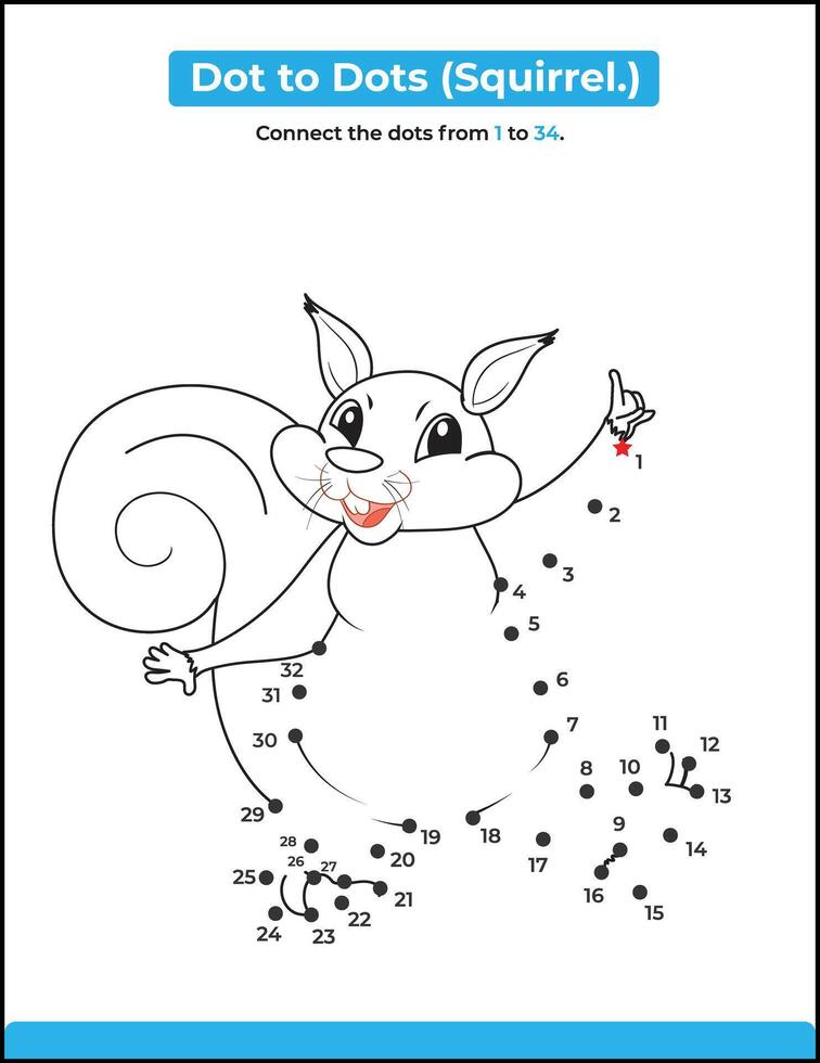 Join the number squirrel activity worksheet for kids. vector