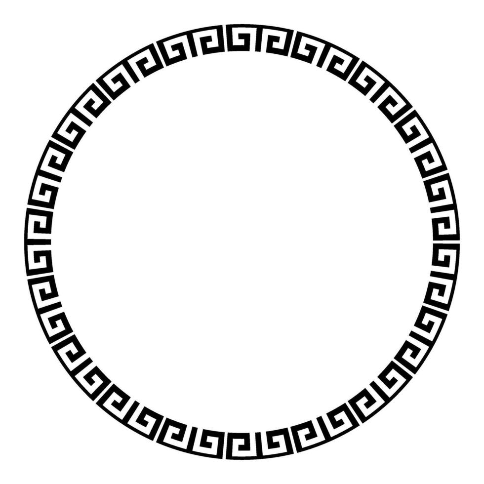 Decorative monochrome round frame for design with Chinese ornament and meander. Circle frame. Egyptian frame. Template for invitations, textiles, engraving, wooden furniture, porcelain, embroidery vector