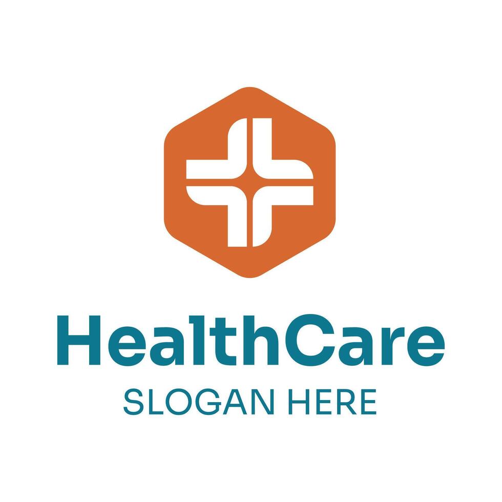 Minimalist Healthcare Logo Design with Hexagon Shape vector