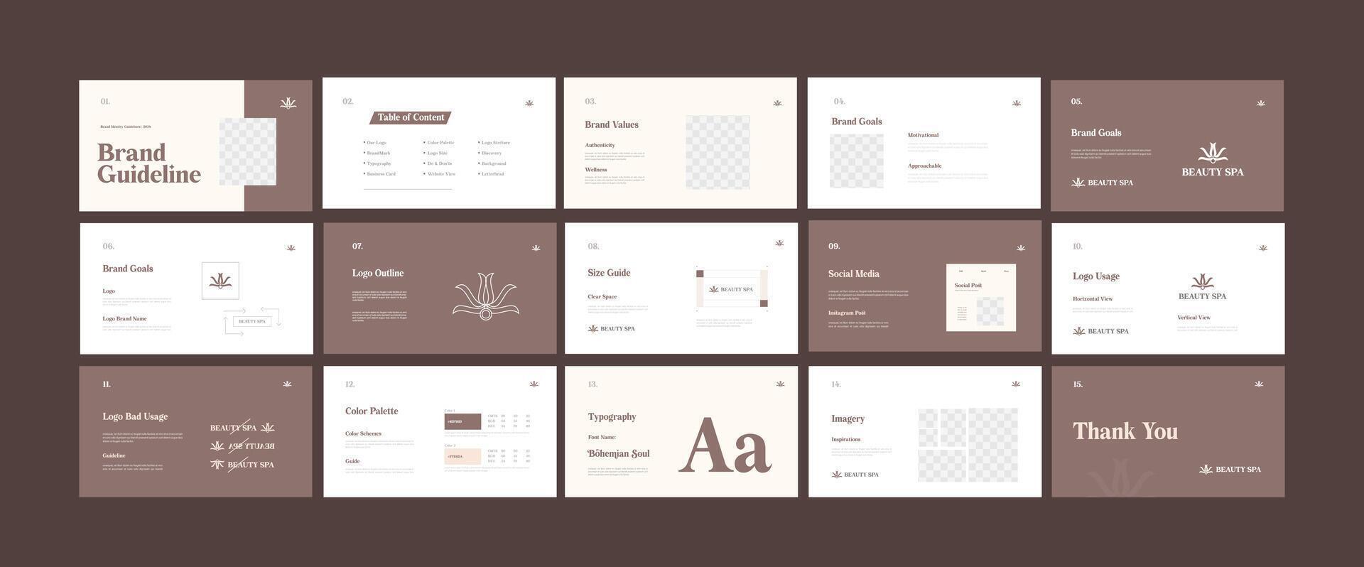 Brand Guidelines Template Design, Landscape brand identity design, Logotype presentation vector