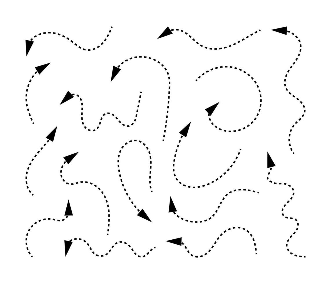 Drawing pen curve arrow set. Black doodle icons isolated on white background. design elements vector