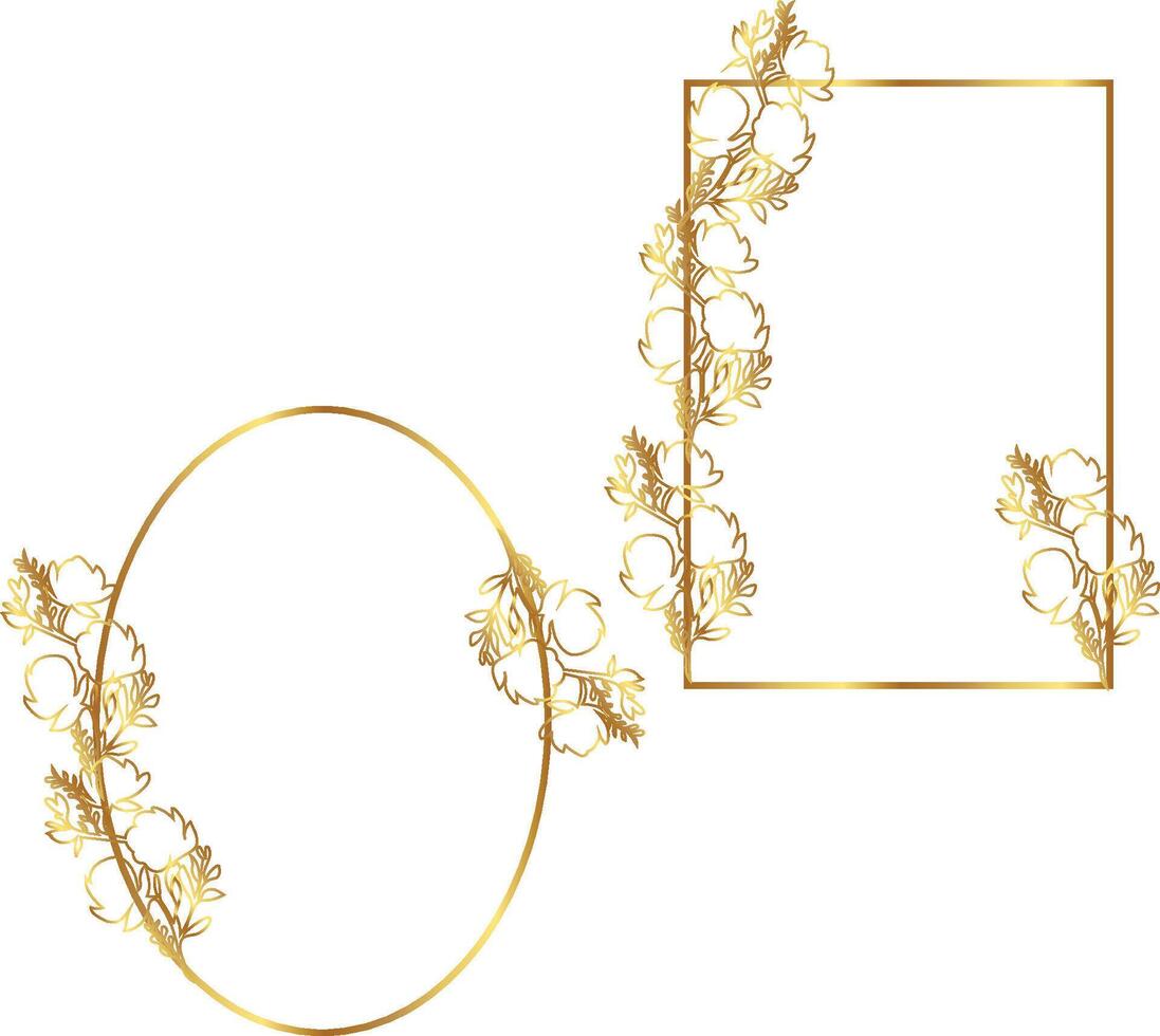 Gold frame with floral pattern vector