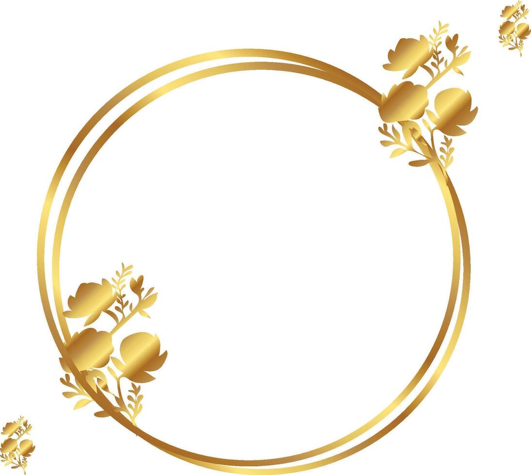 Golden frame with flowers and leaves vector