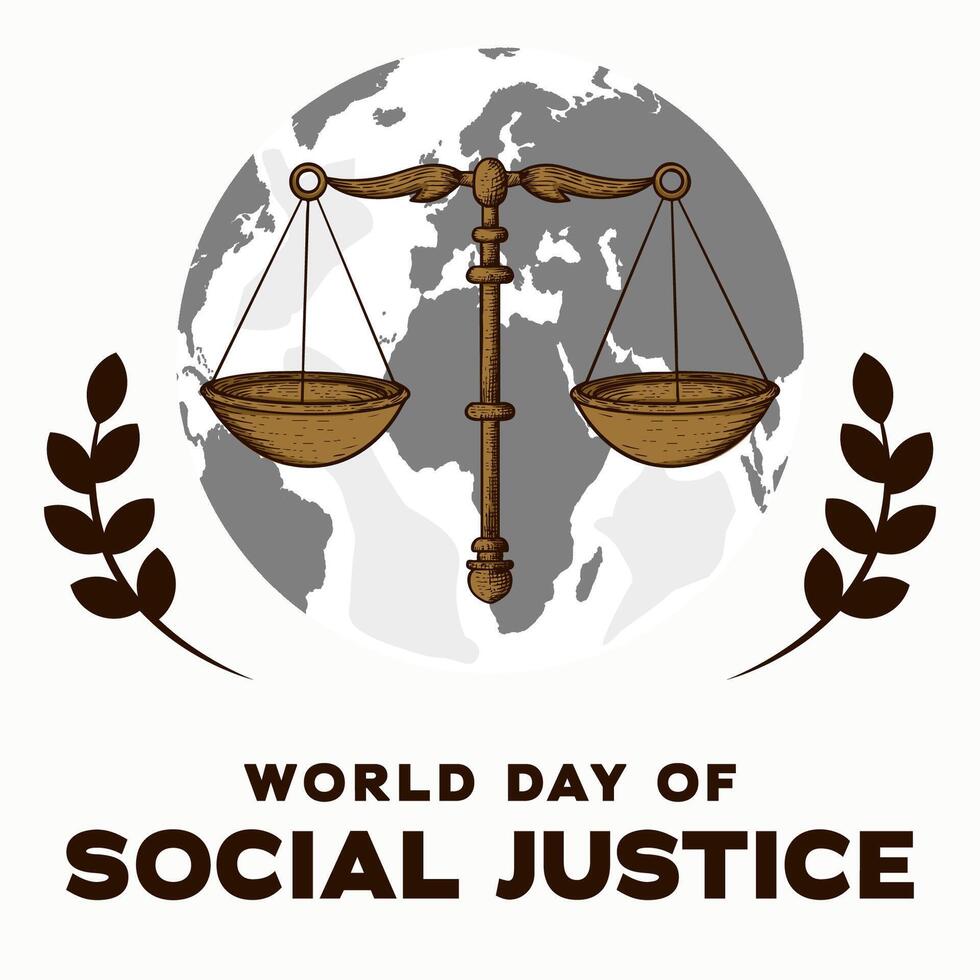 hand drawn world day of social justice illustration vector
