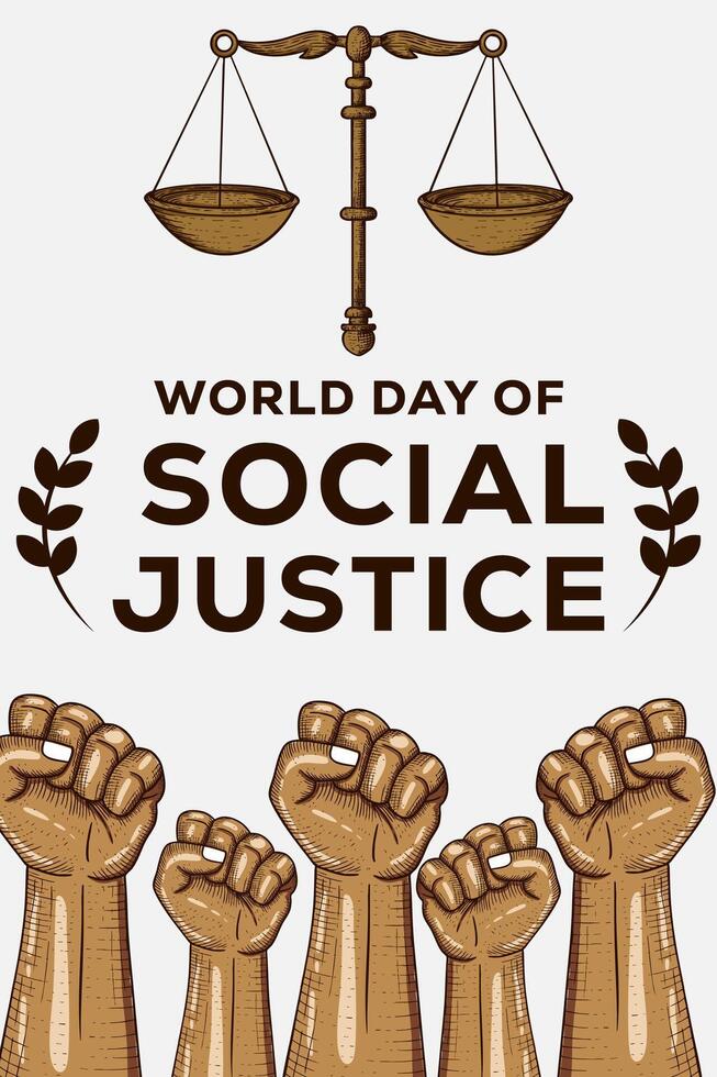hand drawn world day of social justice vertical banner illustration vector