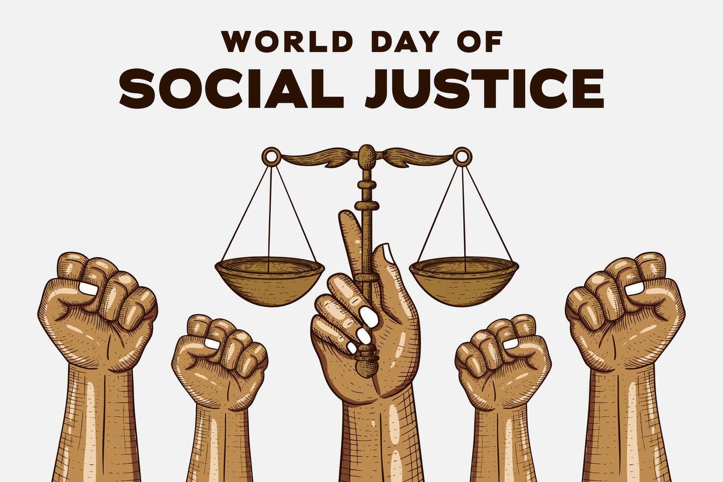 hand drawn world day of social justice background illustration vector