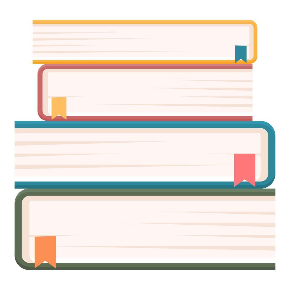 Stack of Educational Books with Bookmarks. Colorful Book Stack Design. Book Elements. vector