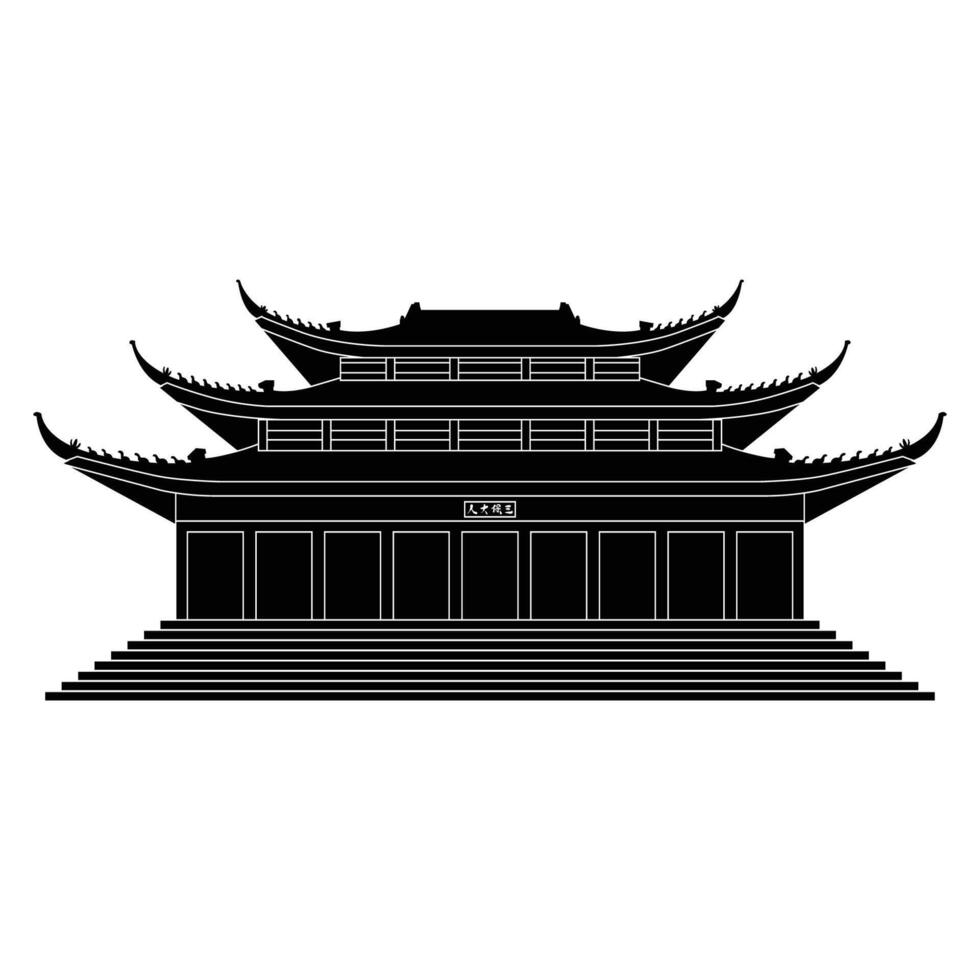 sam poo kong temple silhouette vector